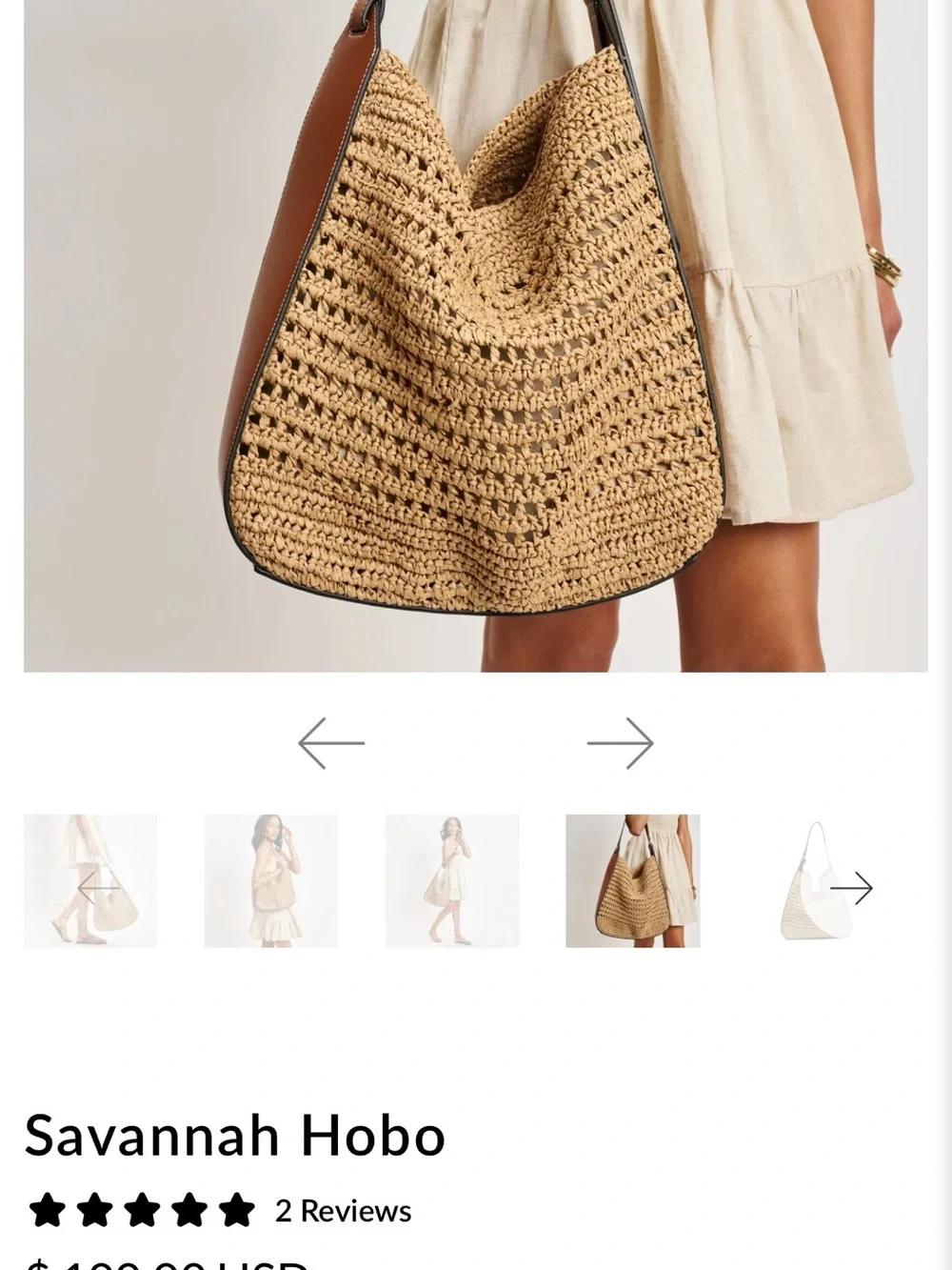 Moda Luxe Natural/Tan Woven Straw Hobo Bag